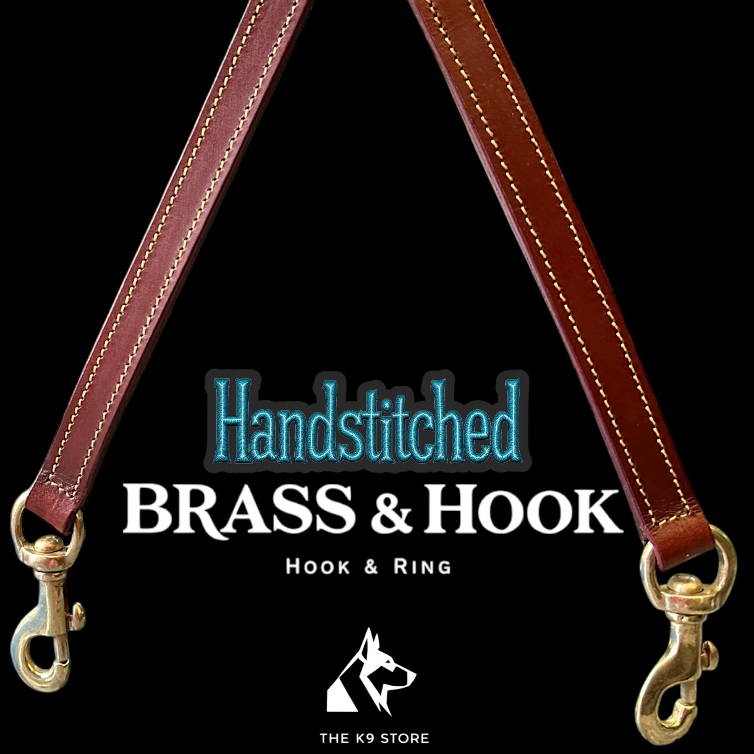 The K9 Store Dual Dog Leather Leash Connector – Adjustable Double Coupler for Walking Two Dogs | Durable Connector for Collars & Harnesses