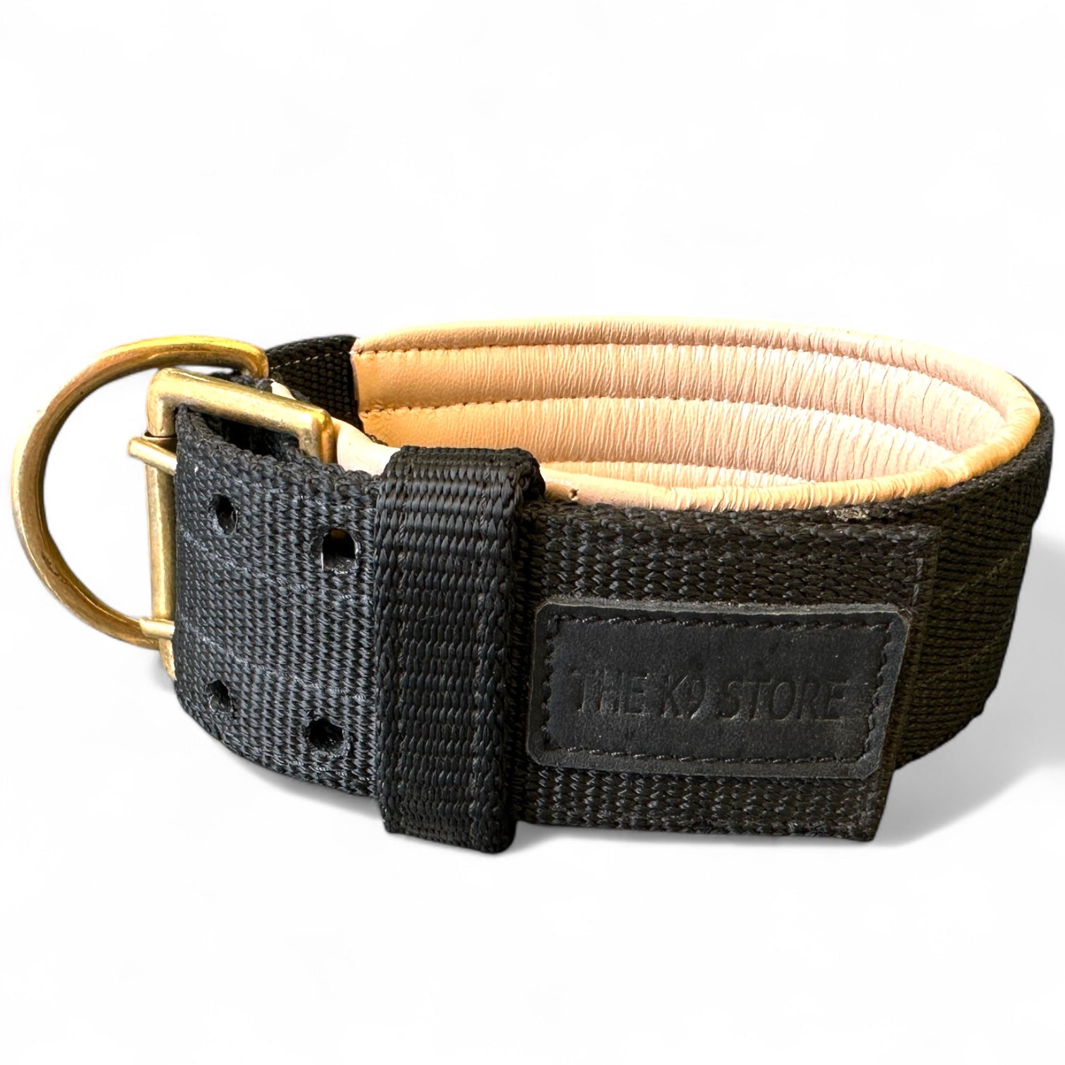 Heavy Duty Padded Dog Collar with Brass Hook & D-Ring | 2 Inch Wide | THE K9 STORE