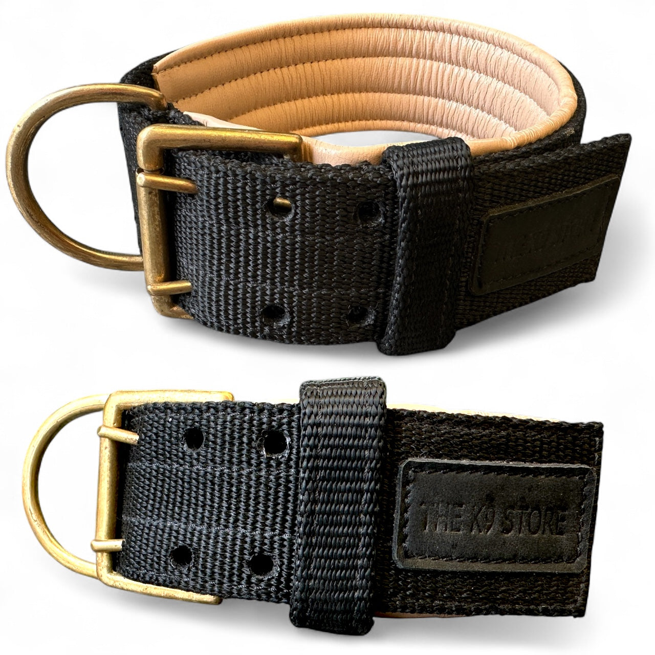 Heavy Duty Padded Dog Collar with Brass Hook & D-Ring | 2 Inch Wide | THE K9 STORE