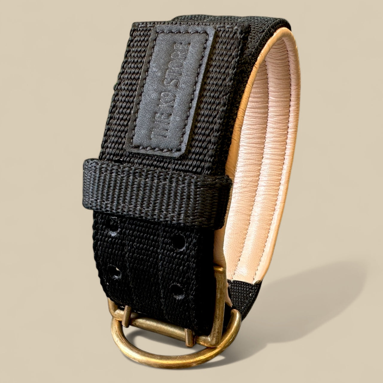 Heavy Duty Padded Dog Collar with Brass Hook & D-Ring | 2 Inch Wide | THE K9 STORE