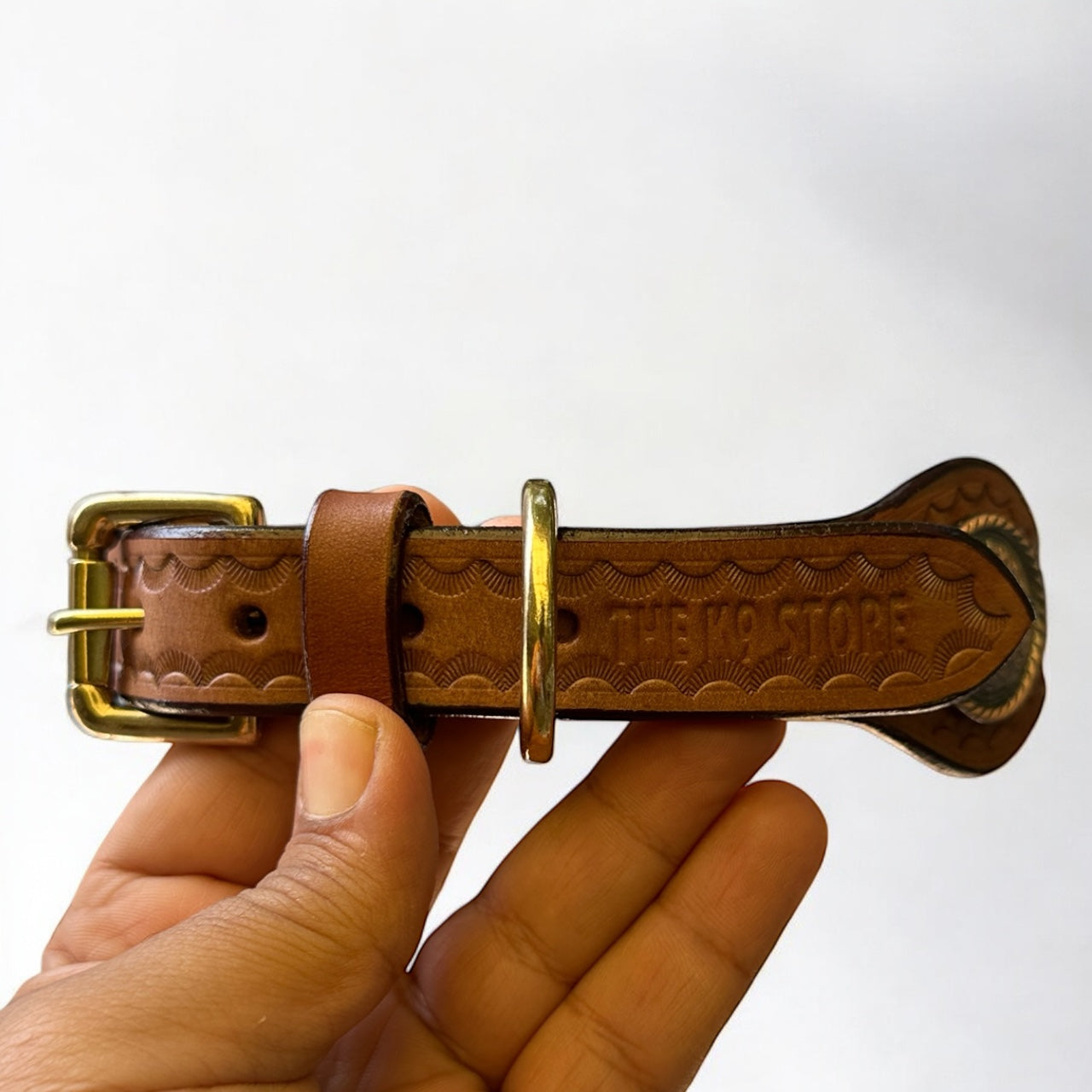 Handmade Genuine Leather Dog Collar with Copper Caps & Heavy Brass Hardware | THE K9 STORE