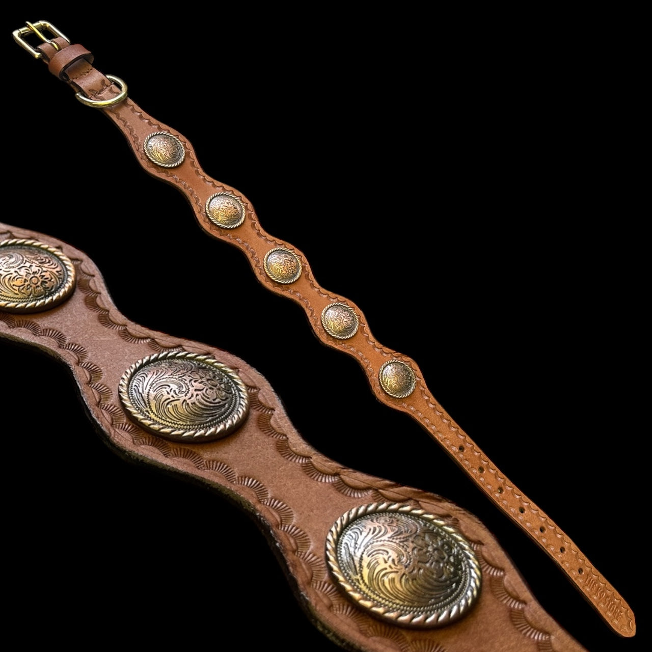 Handmade Genuine Leather Dog Collar with Copper Caps & Heavy Brass Hardware | THE K9 STORE