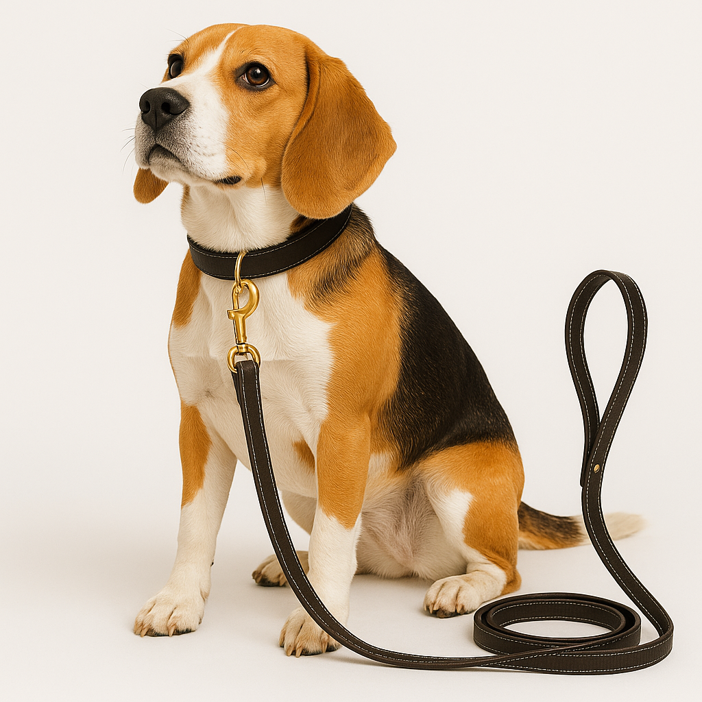 The K9 Store Premium Leather Single Handle Dog Leash, 6 Feet/5 Feet Long With Brass Hooks In Black Color For All Dog Breeds