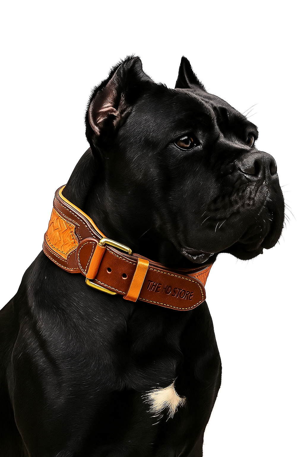 The K9 Store Artisan Leather Luxury Designer Dog Neck Collar – Handcrafted, 2.75” Wide, Premium Heavy-Duty Brass Buckle for Large Breeds