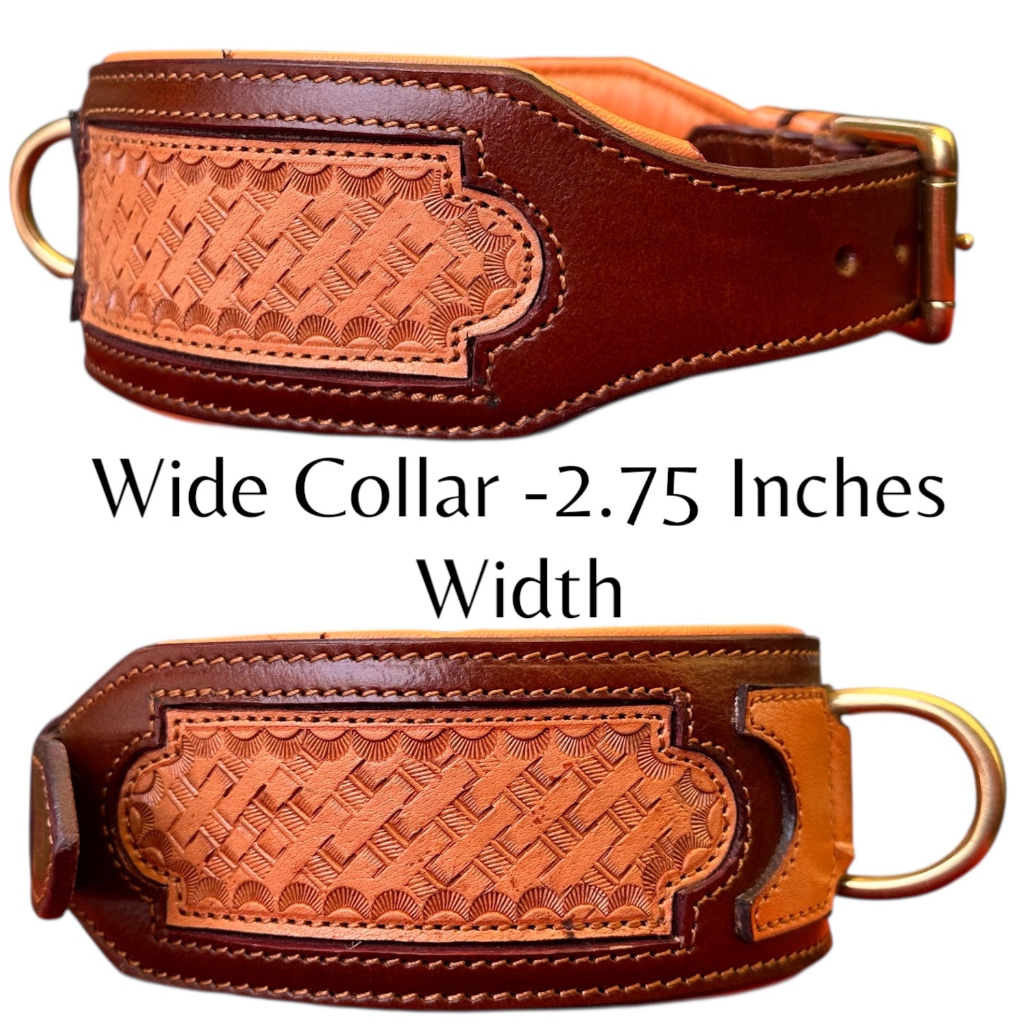 The K9 Store Artisan Leather Luxury Designer Dog Neck Collar – Handcrafted, 2.75” Wide, Premium Heavy-Duty Brass Buckle for Large Breeds