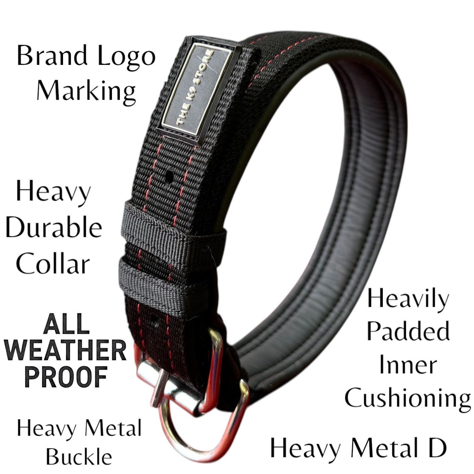 The K9 Store Military Tactical Nylon Dog Collar – Heavy Duty, Adjustable, Cushioned & Durable for Large Breeds
