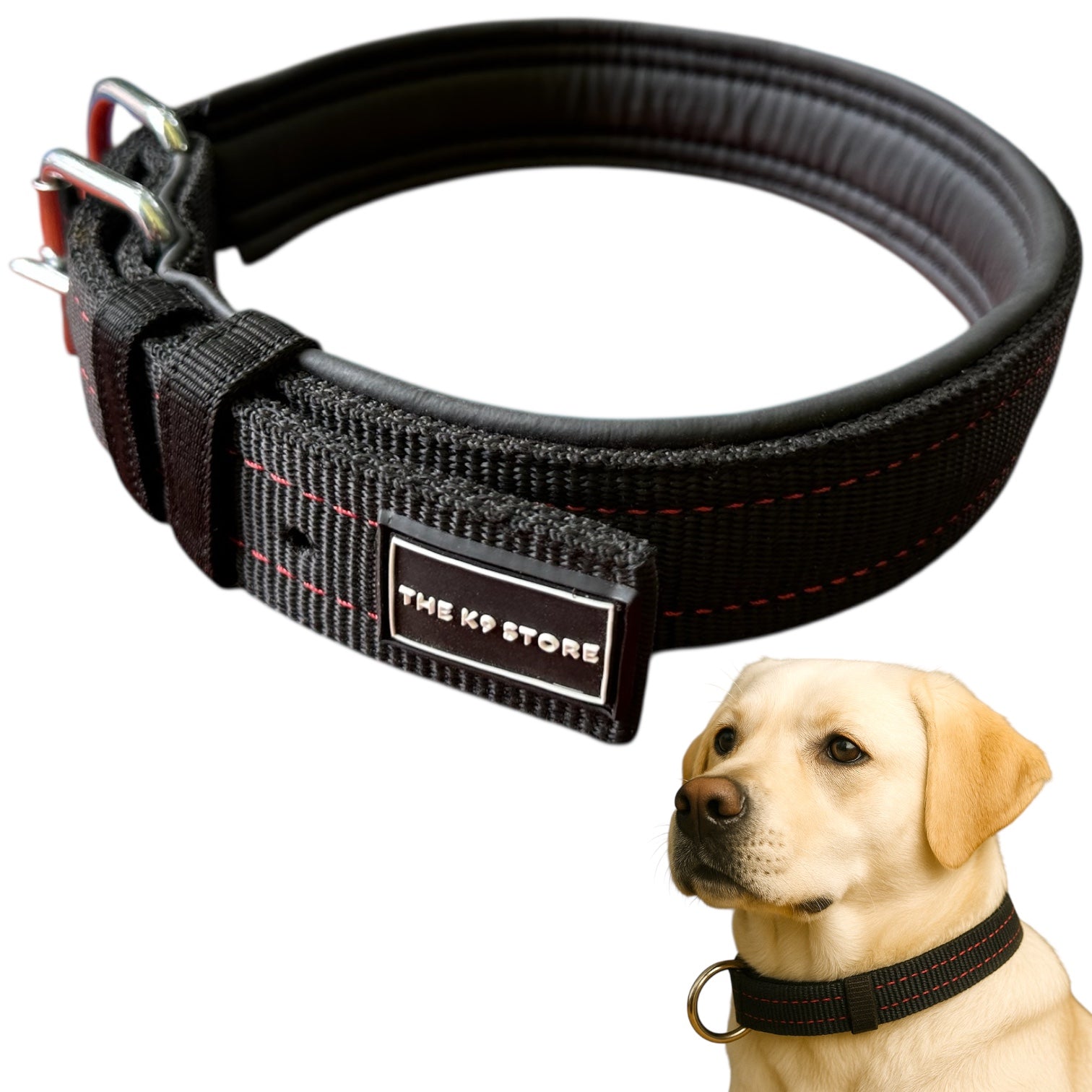The K9 Store Military Tactical Nylon Dog Collar – Heavy Duty, Adjustable, Cushioned & Durable for Large Breeds
