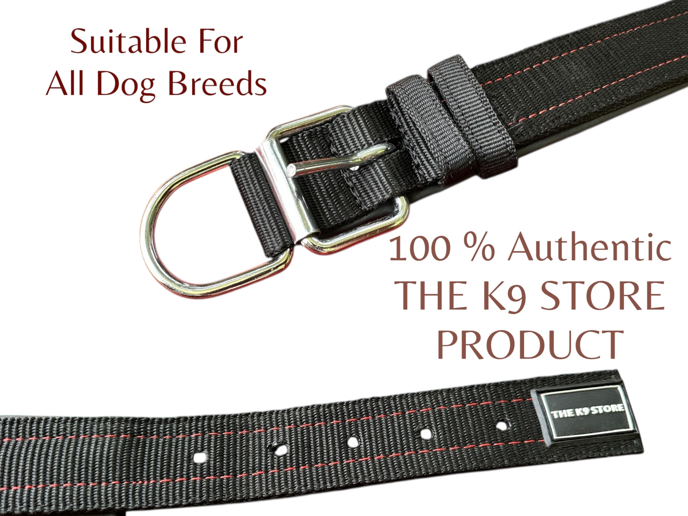 The K9 Store Military Tactical Nylon Dog Collar – Heavy Duty, Adjustable, Cushioned & Durable for Large Breeds