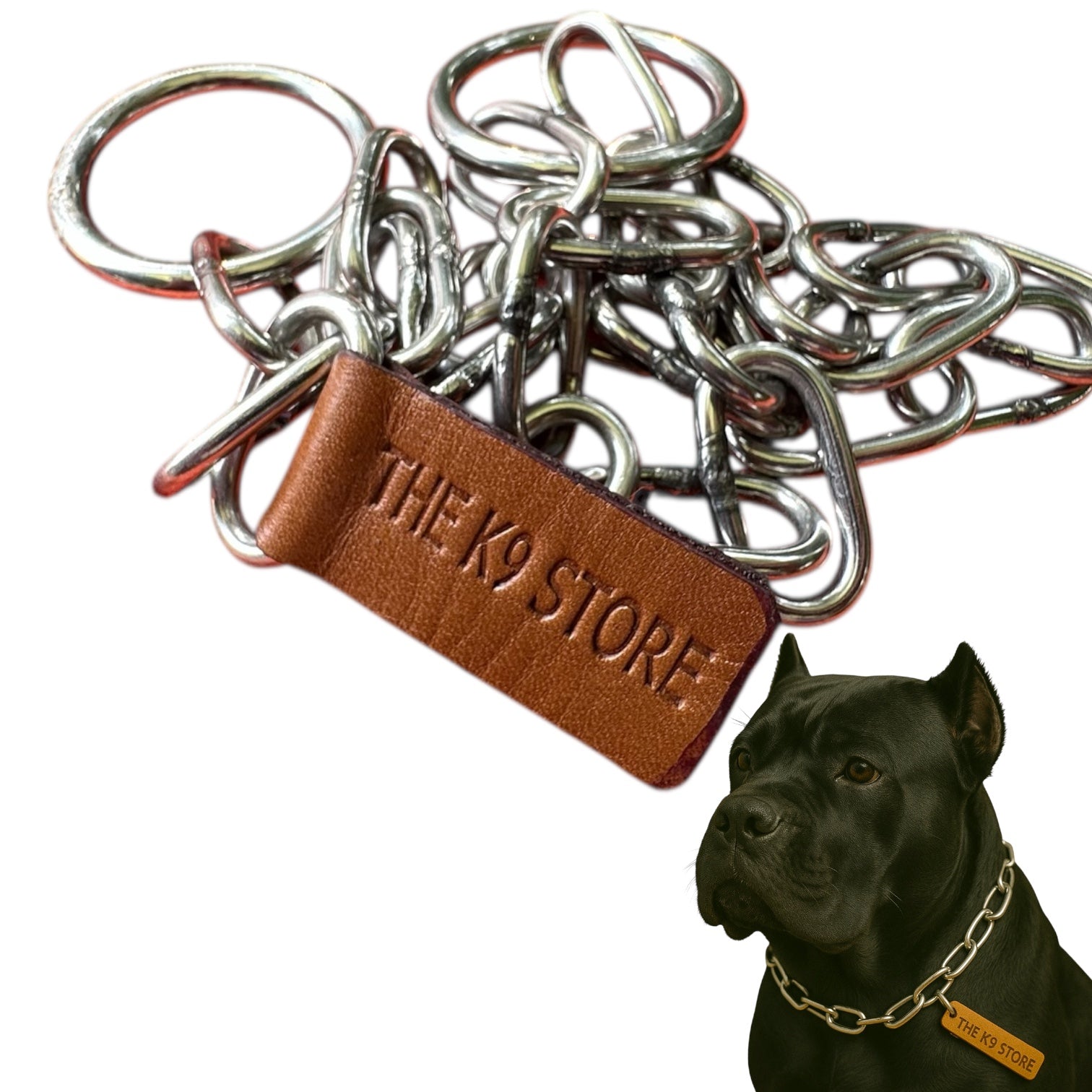 The K9 Store Metal Heavy Duty Choke Chain Dog Collar – Stainless Steel Adjustable Training Collar for Strong Dogs