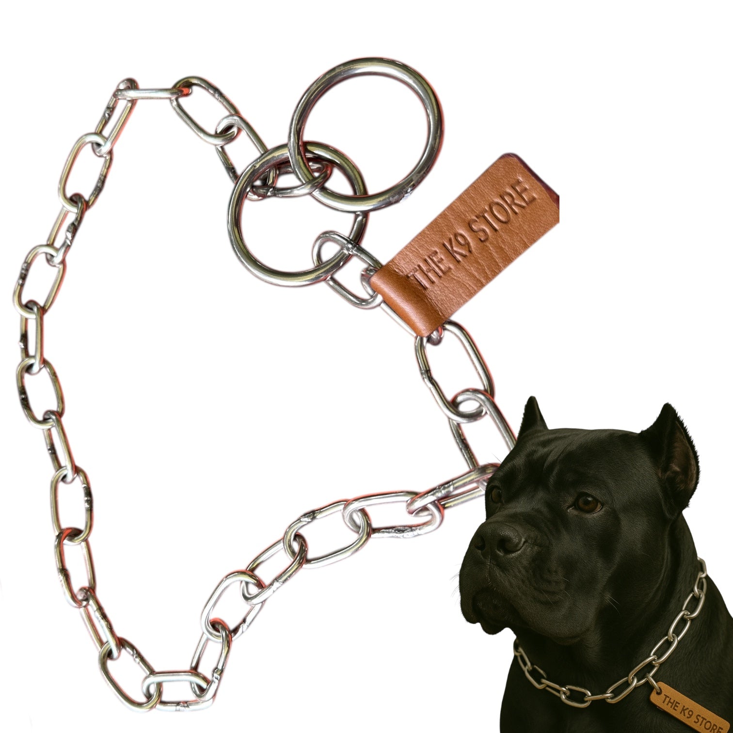The K9 Store Metal Heavy Duty Choke Chain Dog Collar – Stainless Steel Adjustable Training Collar for Strong Dogs