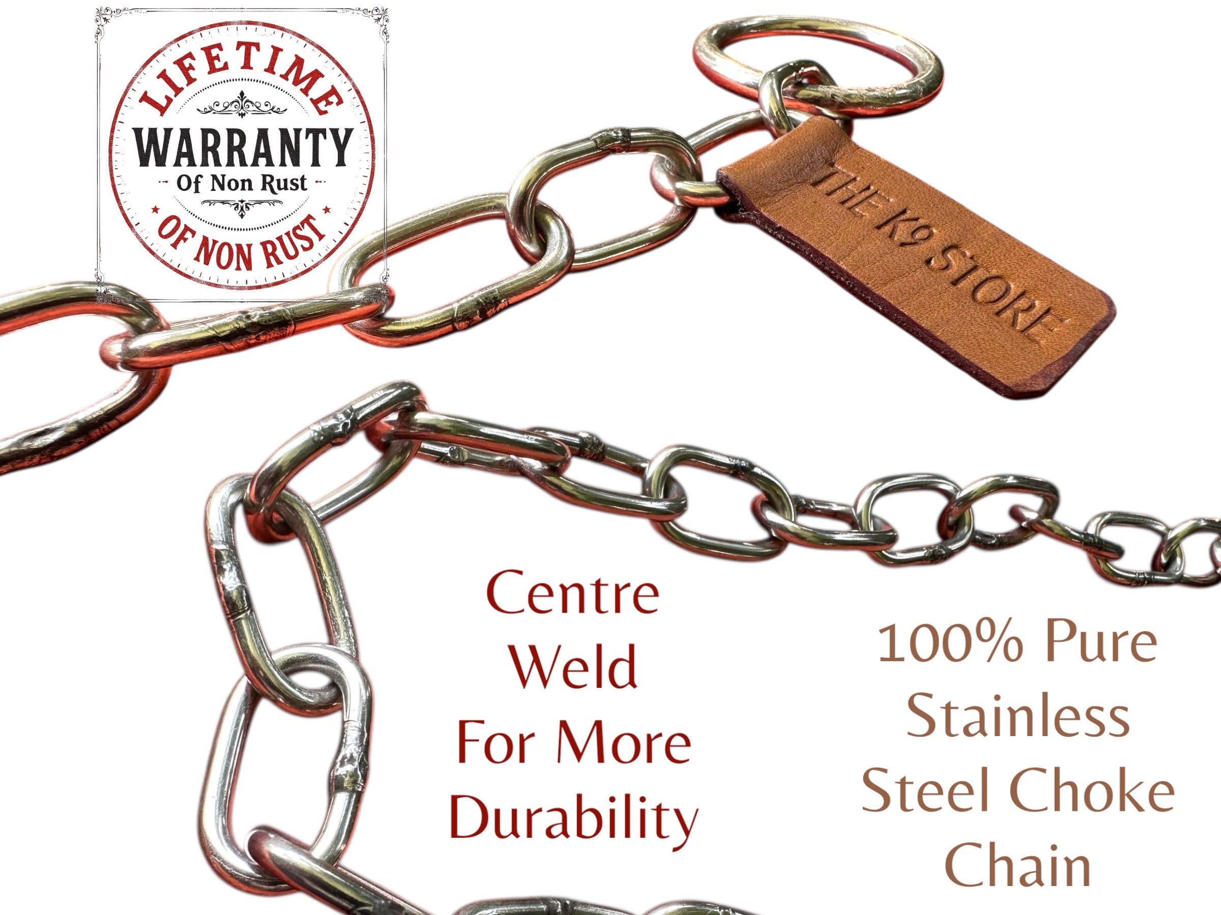 The K9 Store Metal Heavy Duty Choke Chain Dog Collar – Stainless Steel Adjustable Training Collar for Strong Dogs