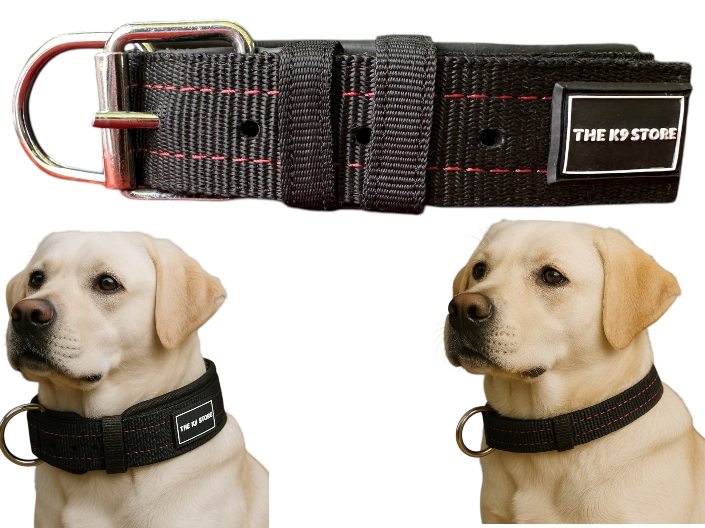 The K9 Store Military Tactical Nylon Dog Collar – Heavy Duty, Adjustable, Cushioned & Durable for Large Breeds