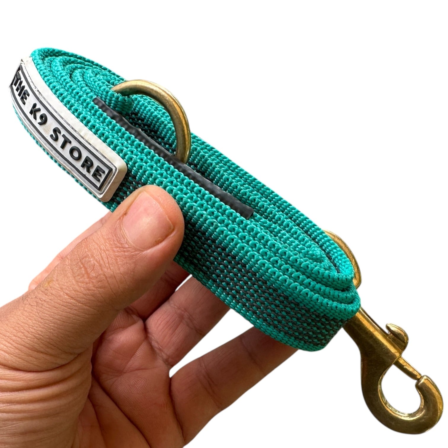 Anti-Slip Dog Training Leash | Solid Brass Hardware | Heavy Duty Nylon Leash for Dogs | 5, 10, 15, 20 Feet | Navy Blue & Persian Green