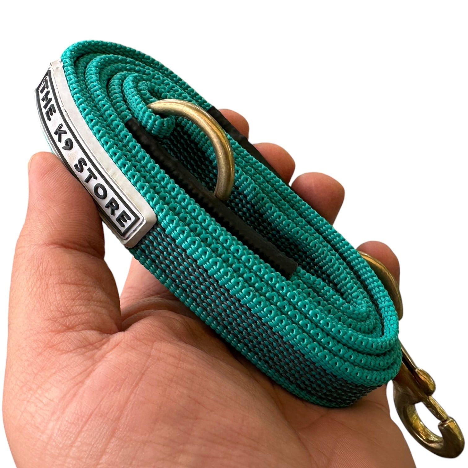 Anti-Slip Dog Training Leash | Solid Brass Hardware | Heavy Duty Nylon Leash for Dogs | 5, 10, 15, 20 Feet | Navy Blue & Persian Green