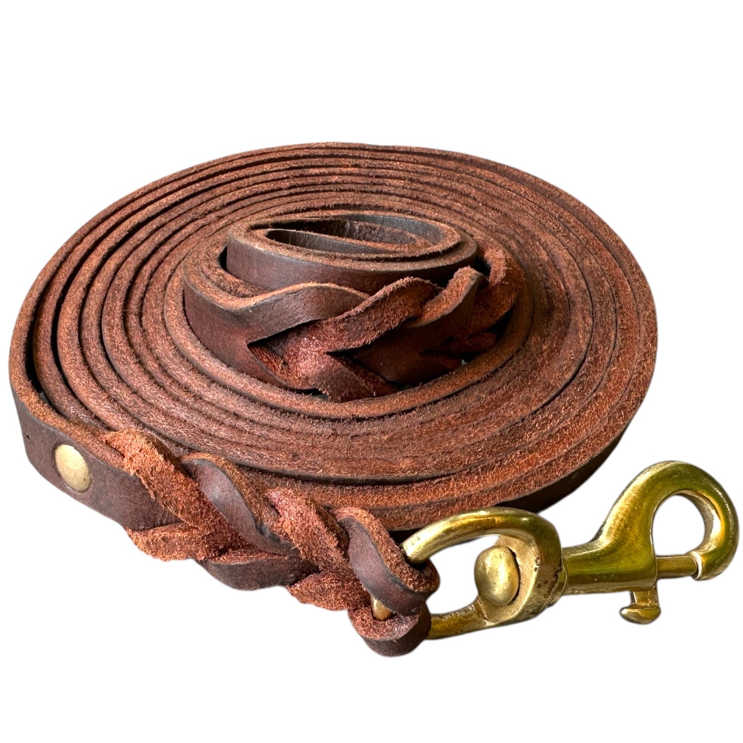 The K9 Store Long Line Braided Leather Training Leash – 10 Feet Handmade for Strong Dogs for Control & Comfort