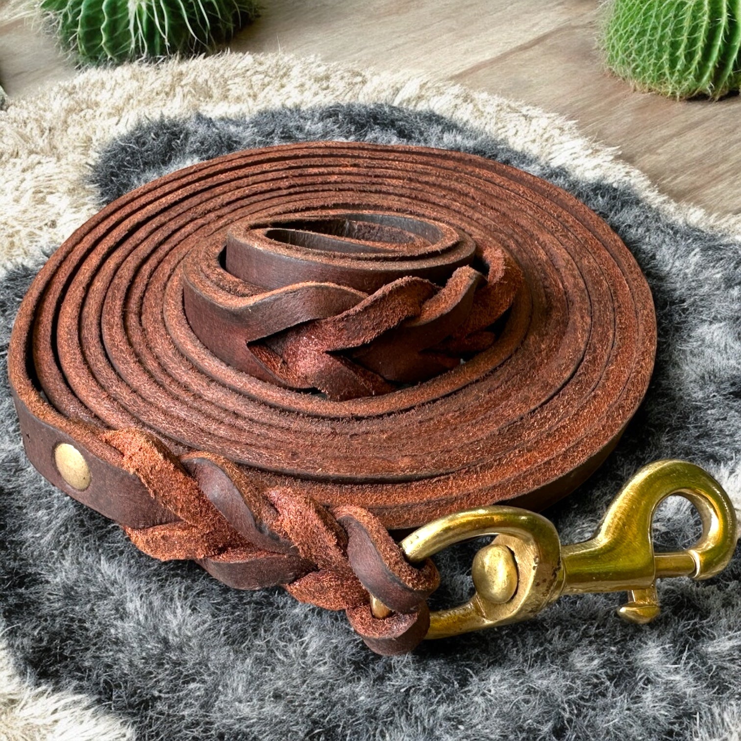 The K9 Store Long Line Braided Leather Training Leash – 10 Feet Handmade for Strong Dogs for Control & Comfort