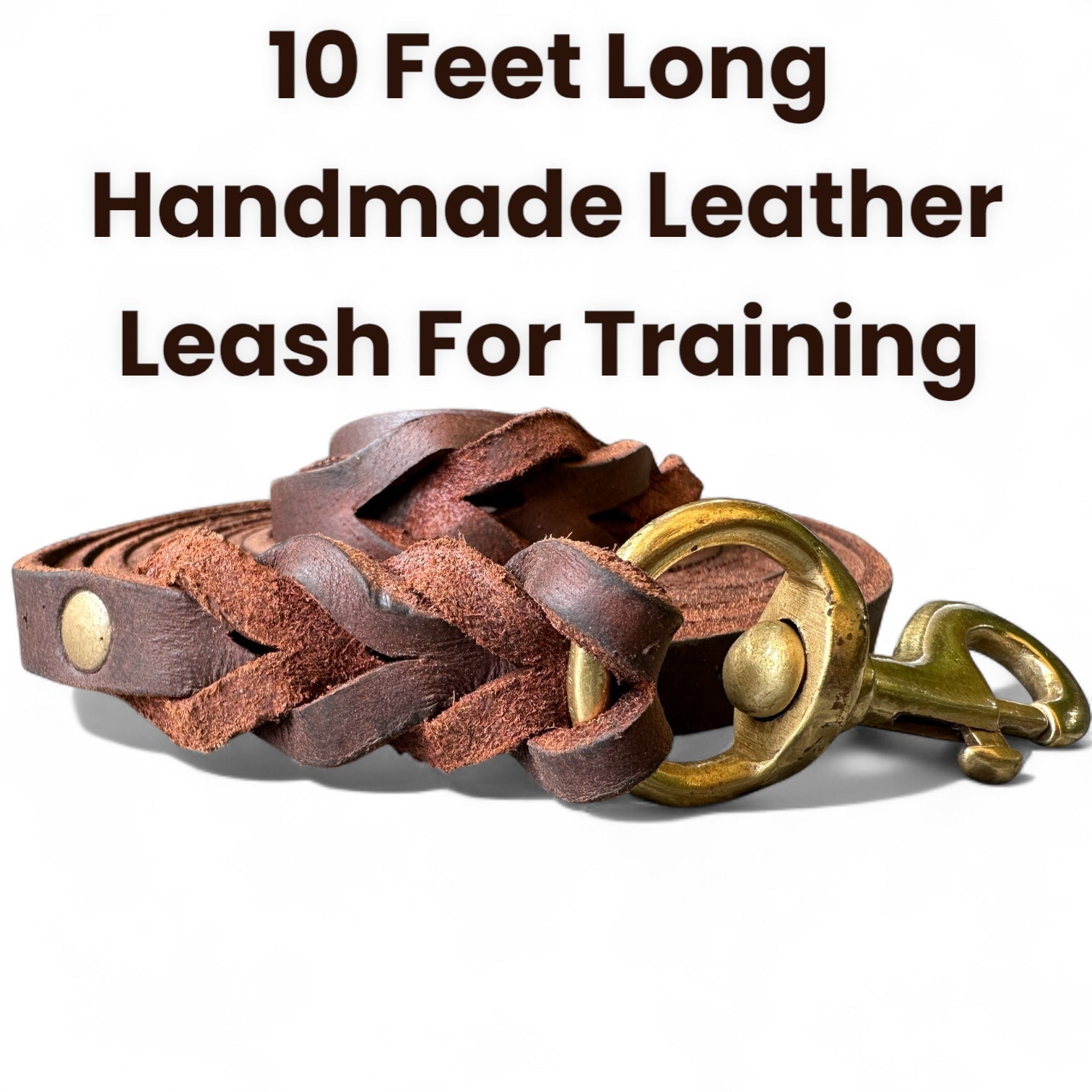 The K9 Store Long Line Braided Leather Training Leash – 10 Feet Handmade for Strong Dogs for Control & Comfort