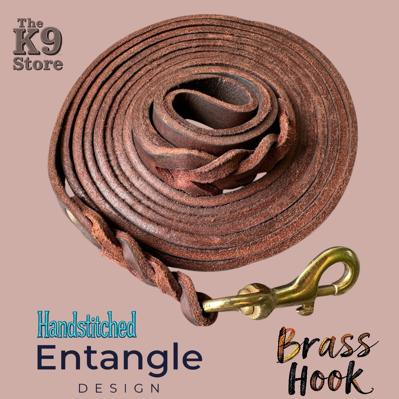 The K9 Store Long Line Braided Leather Training Leash – 10 Feet Handmade for Strong Dogs for Control & Comfort