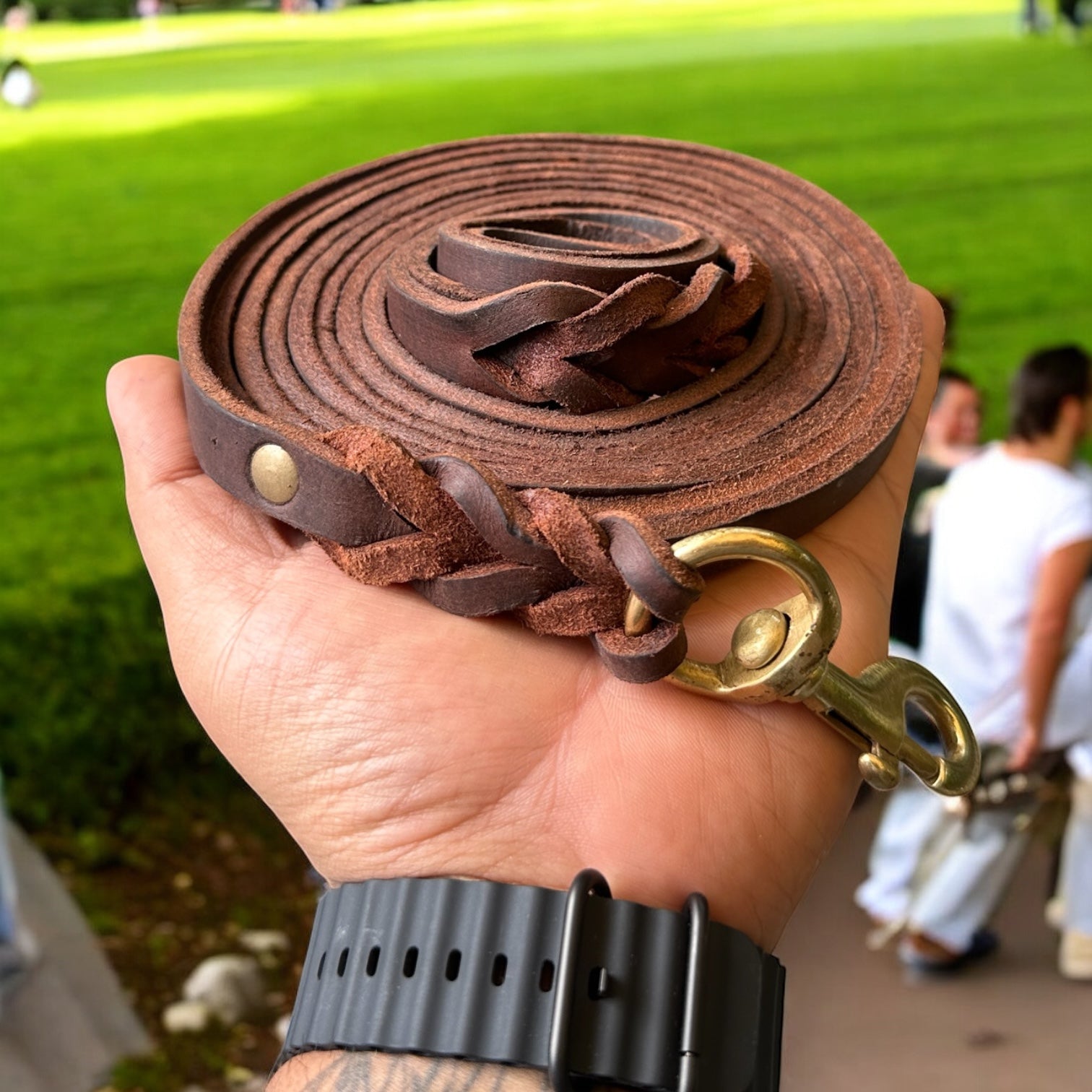 The K9 Store Long Line Braided Leather Training Leash – 10 Feet Handmade for Strong Dogs for Control & Comfort