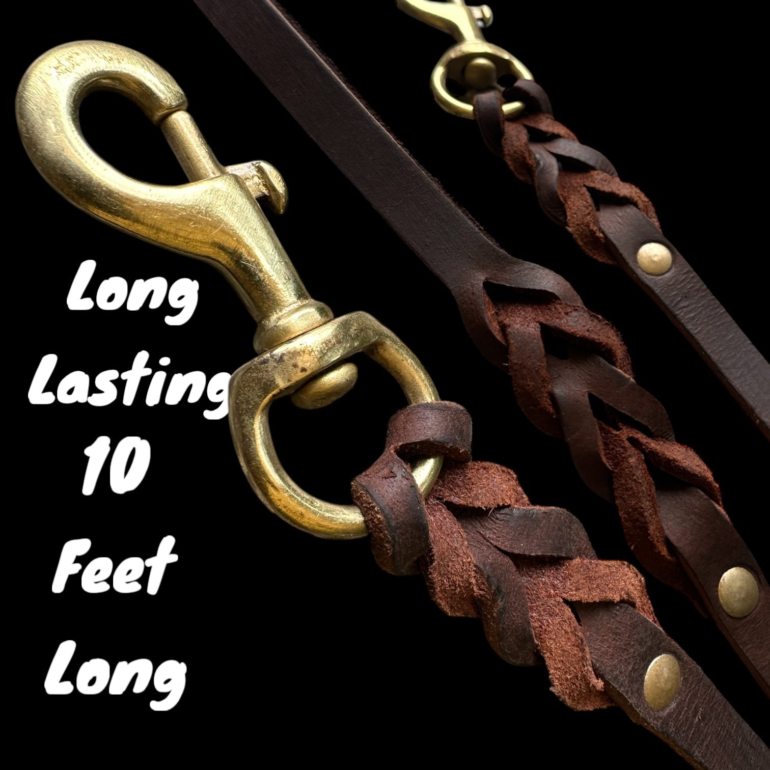 The K9 Store Long Line Braided Leather Training Leash – 10 Feet Handmade for Strong Dogs for Control & Comfort