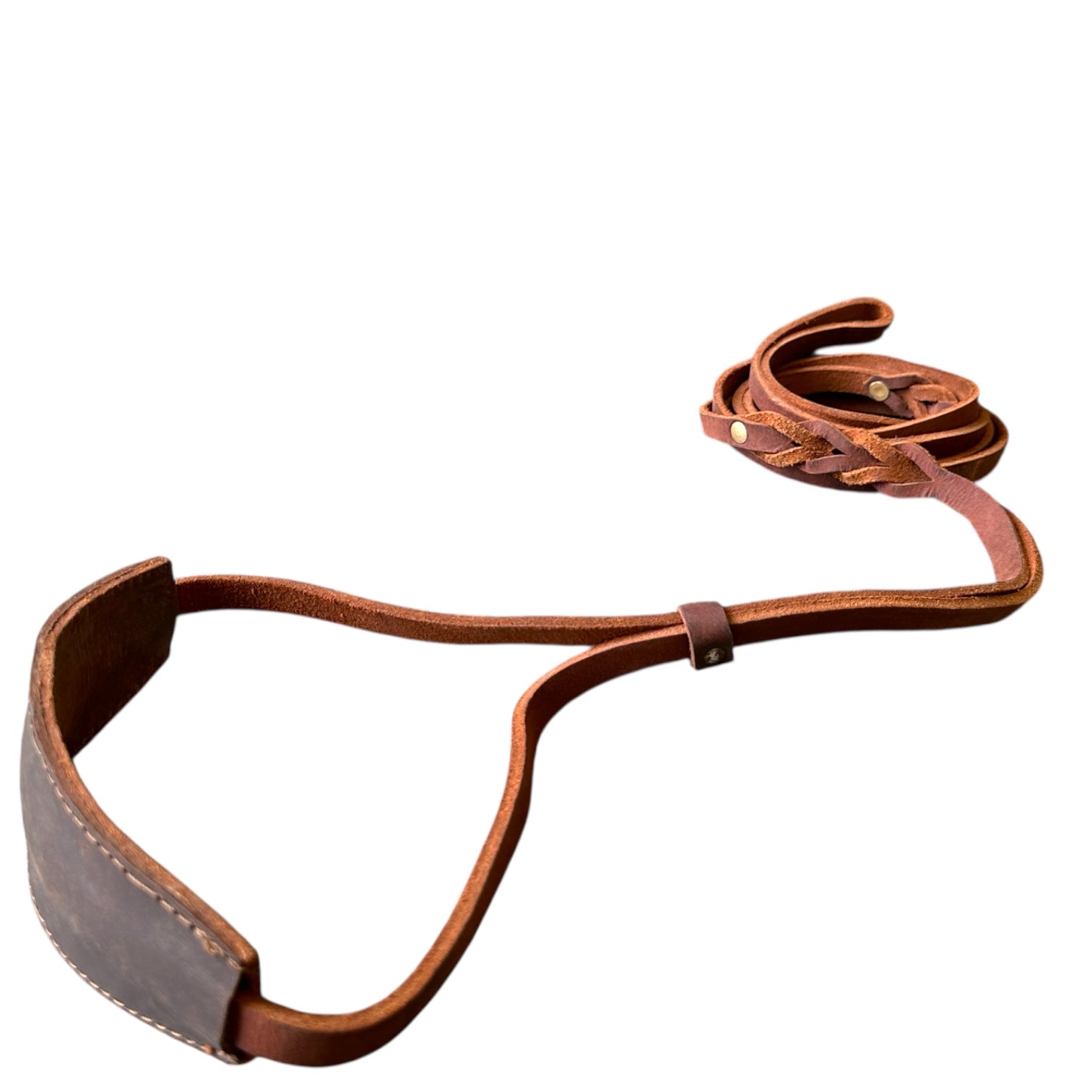 The K9 Store Premium 8-Feet Single-Piece Leather Leash – No Collar Required | Hand-Stitched Wavy Training Leash for Dogs | Authentic Full-Grain Leather Leash