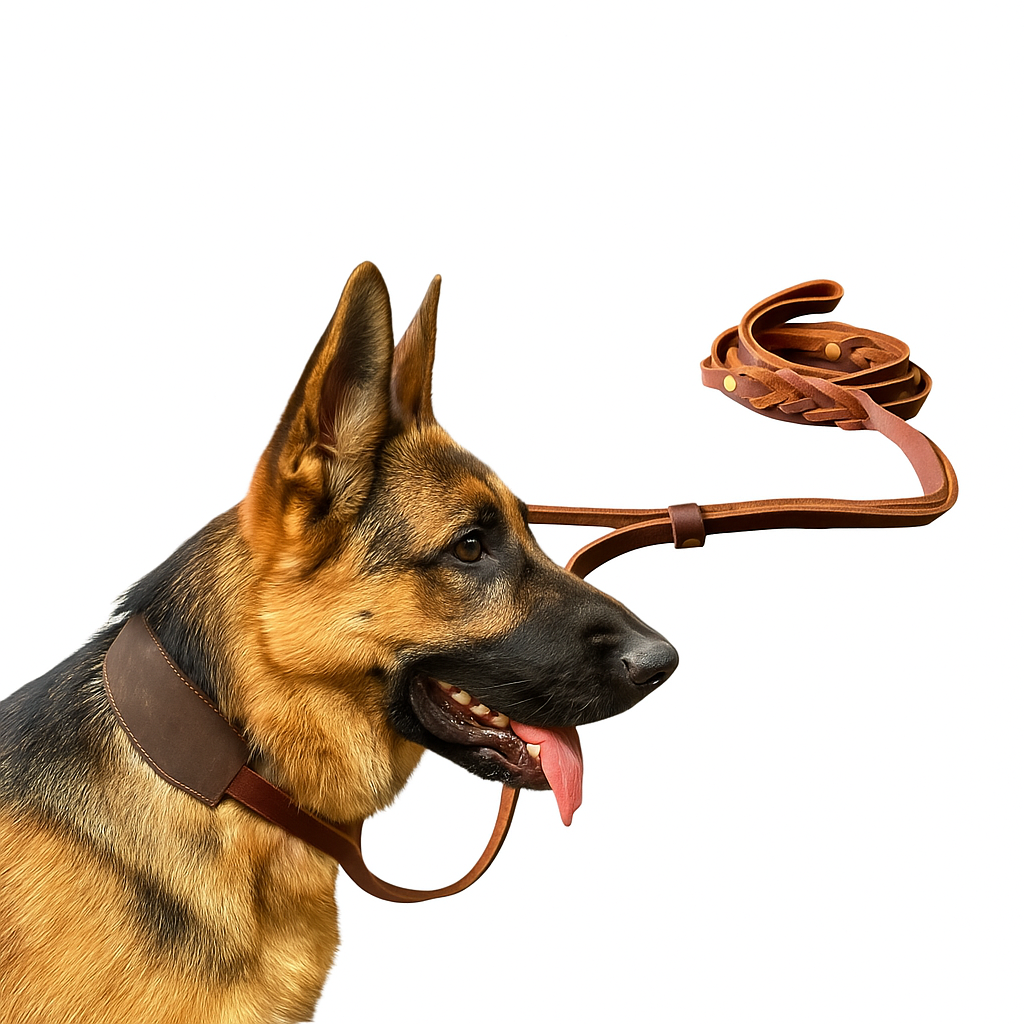 The K9 Store Premium 8-Feet Single-Piece Leather Leash – No Collar Required | Hand-Stitched Wavy Training Leash for Dogs | Authentic Full-Grain Leather Leash