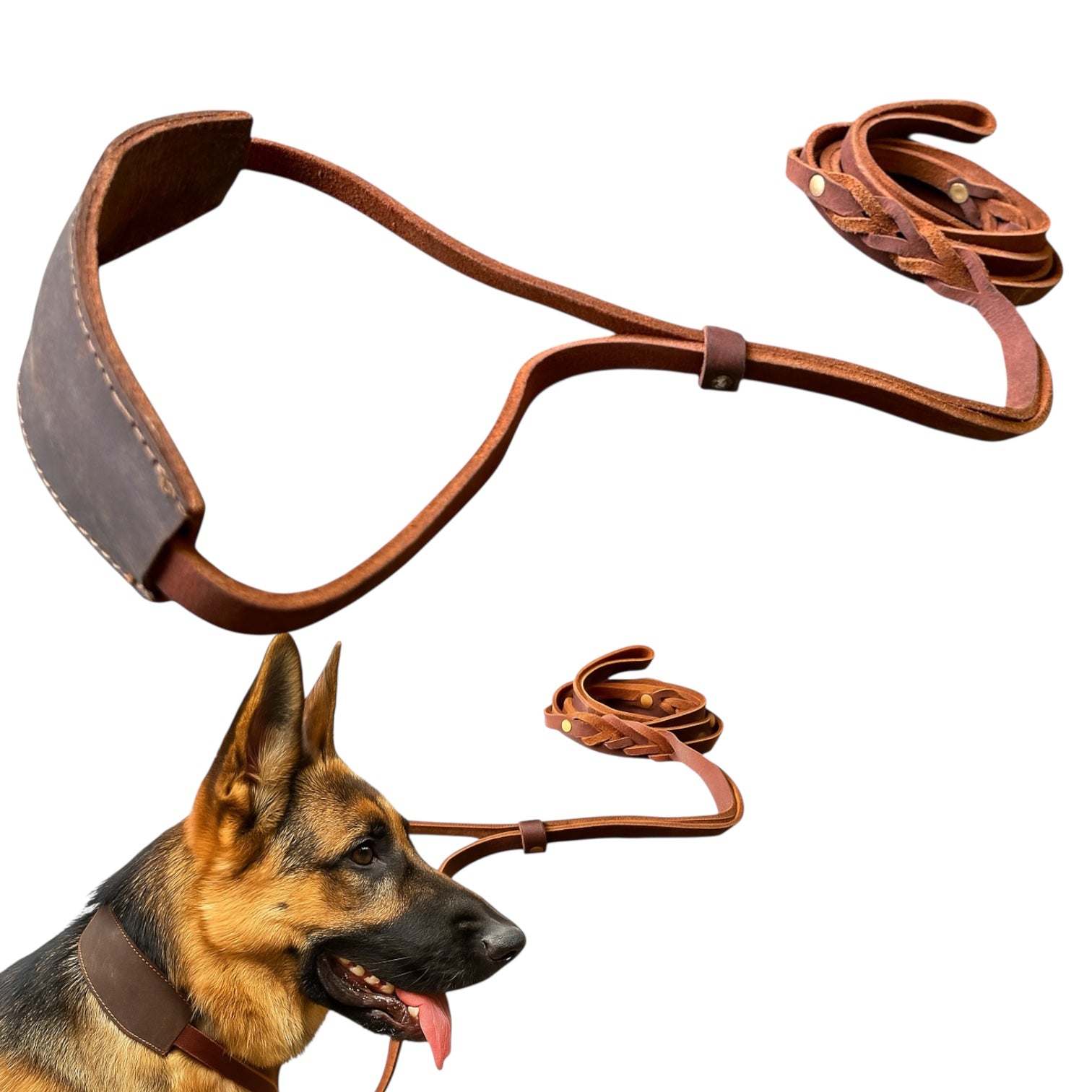 The K9 Store Premium 8-Feet Single-Piece Leather Leash – No Collar Required | Hand-Stitched Wavy Training Leash for Dogs | Authentic Full-Grain Leather Leash