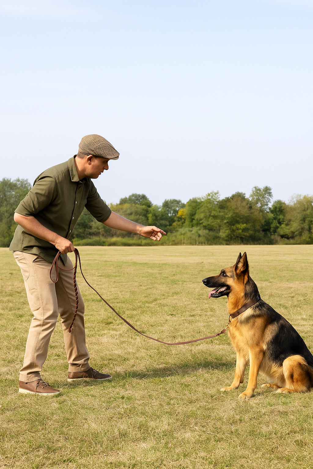 The K9 Store Premium 8-Feet Single-Piece Leather Leash – No Collar Required | Hand-Stitched Wavy Training Leash for Dogs | Authentic Full-Grain Leather Leash