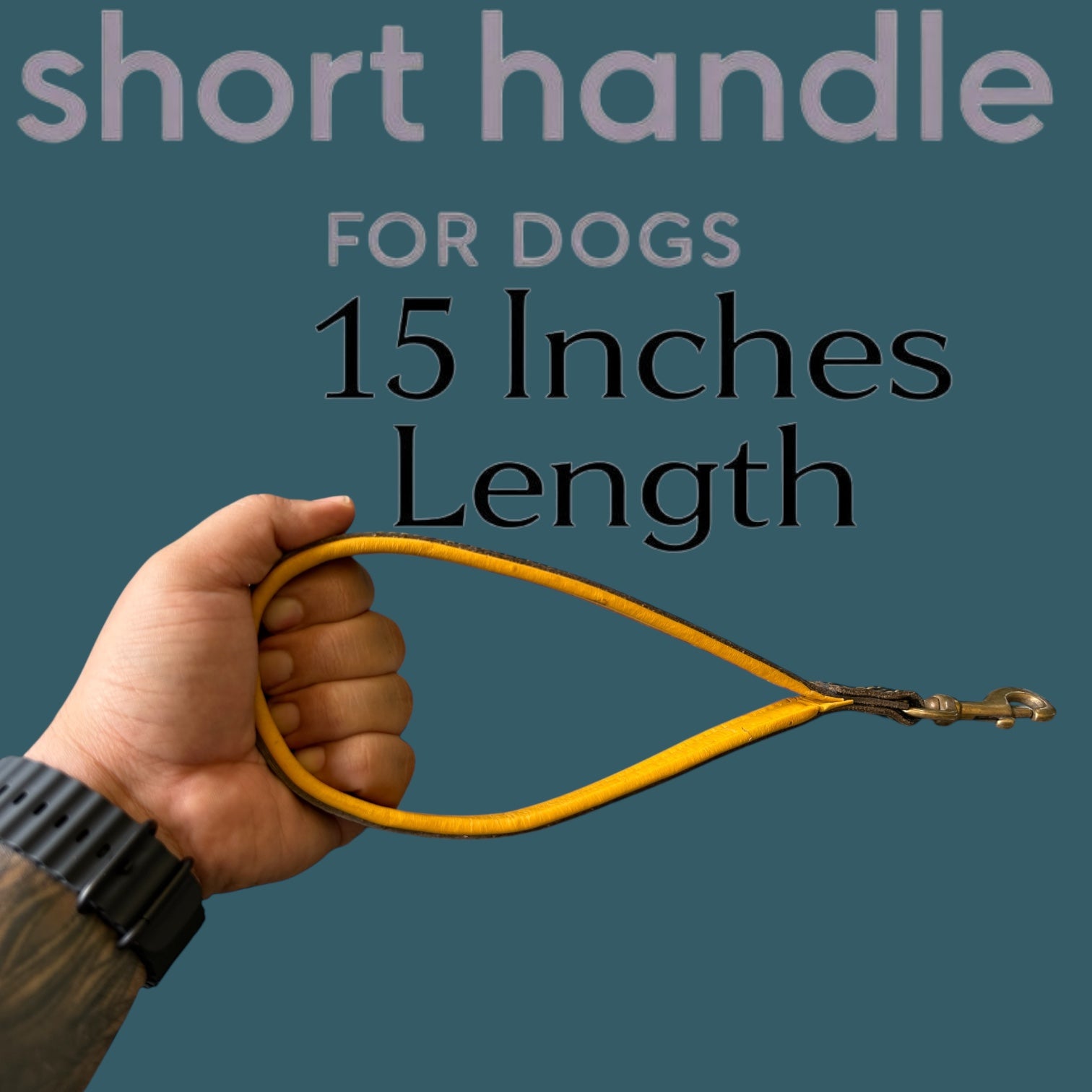 The K9 Store 15-Inch Short Handle Leather Dog Leash – Heavy Duty Traffic Lead for Training & Control With Brass Hooks