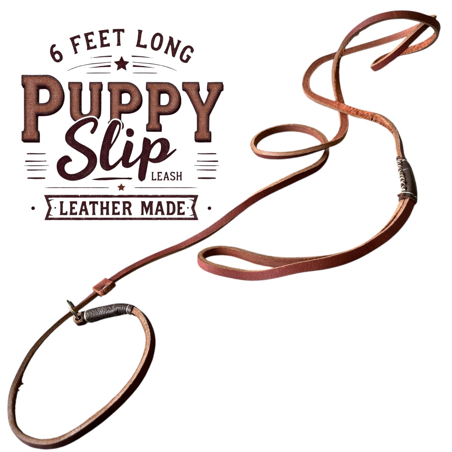 Slip Leash for Puppy Training – Leather, 6ft, 4 Colors | THE K9 STORE