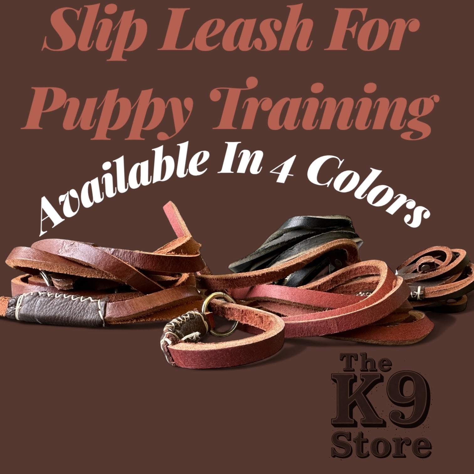 Slip Leash for Puppy Training – Leather, 6ft, 4 Colors | THE K9 STORE
