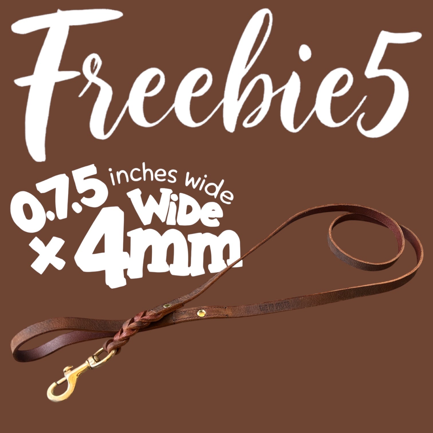 The K9 Store Premium Leather Single Handle Freebie Dog Leash, 5 Feet Long With Brass Hook For All Dog Breeds