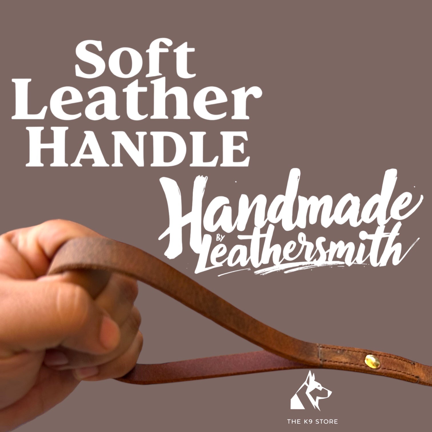 The K9 Store Premium Leather Single Handle Freebie Dog Leash, 5 Feet Long With Brass Hook For All Dog Breeds