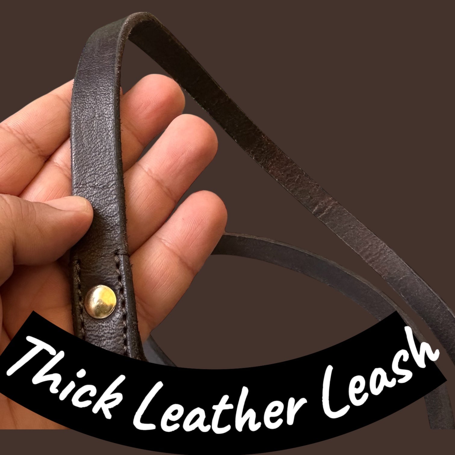 The K9 Store Premium Leather Single Handle Freebie Dog Leash, 5 Feet Long With Brass Hook For All Dog Breeds