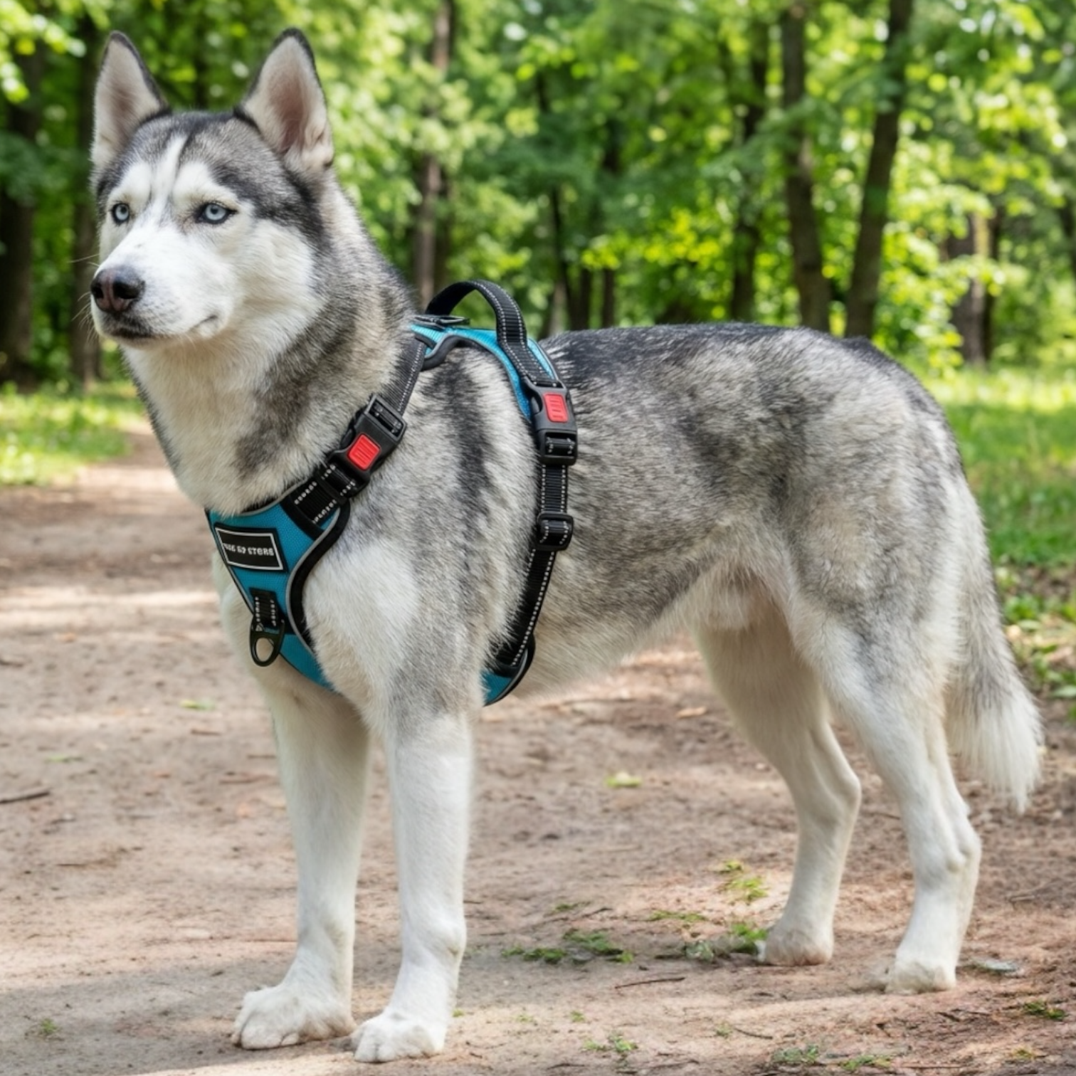Blue Double Bone Dog Harness | No Pull Control Harness with Handle