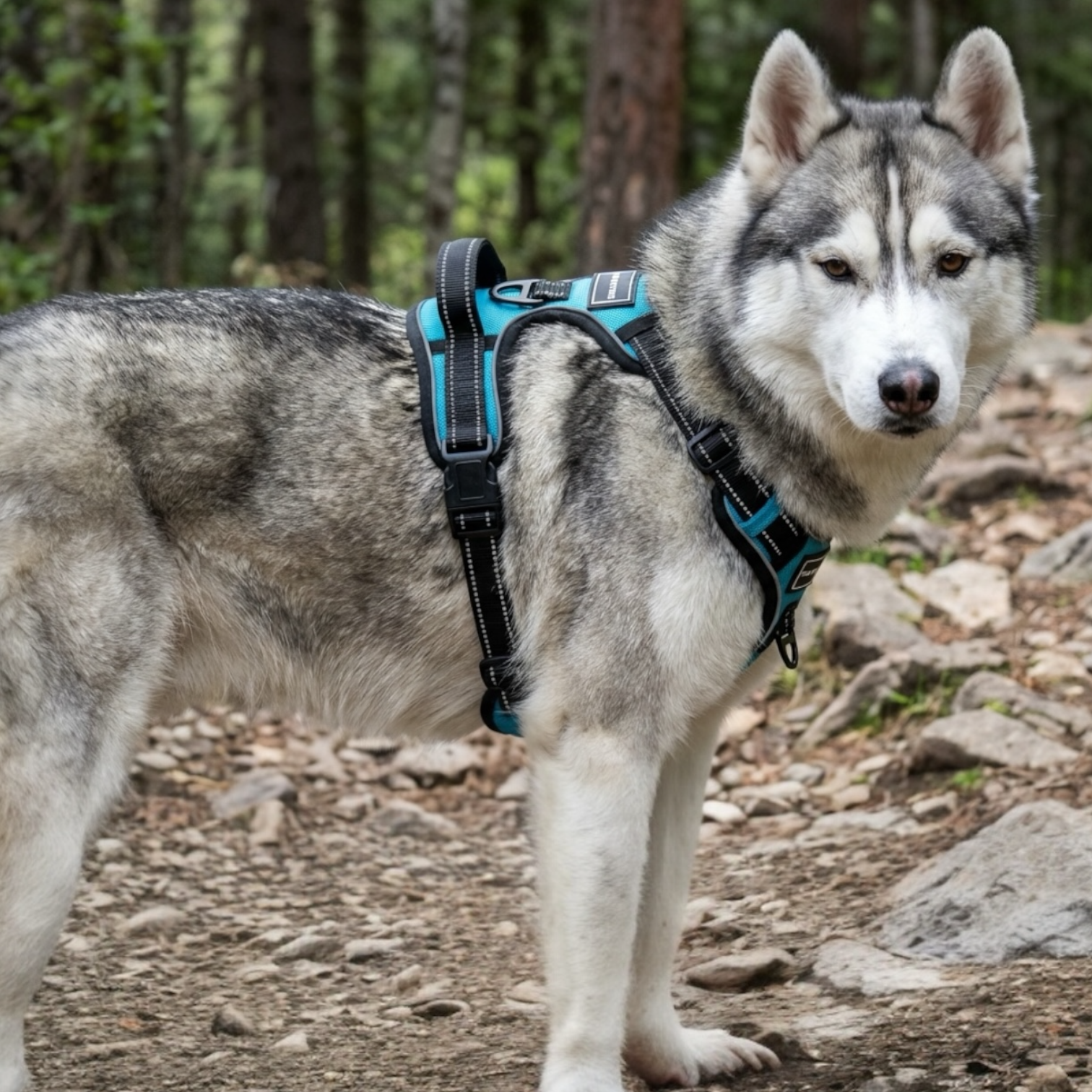 Blue Double Bone Dog Harness | No Pull Control Harness with Handle