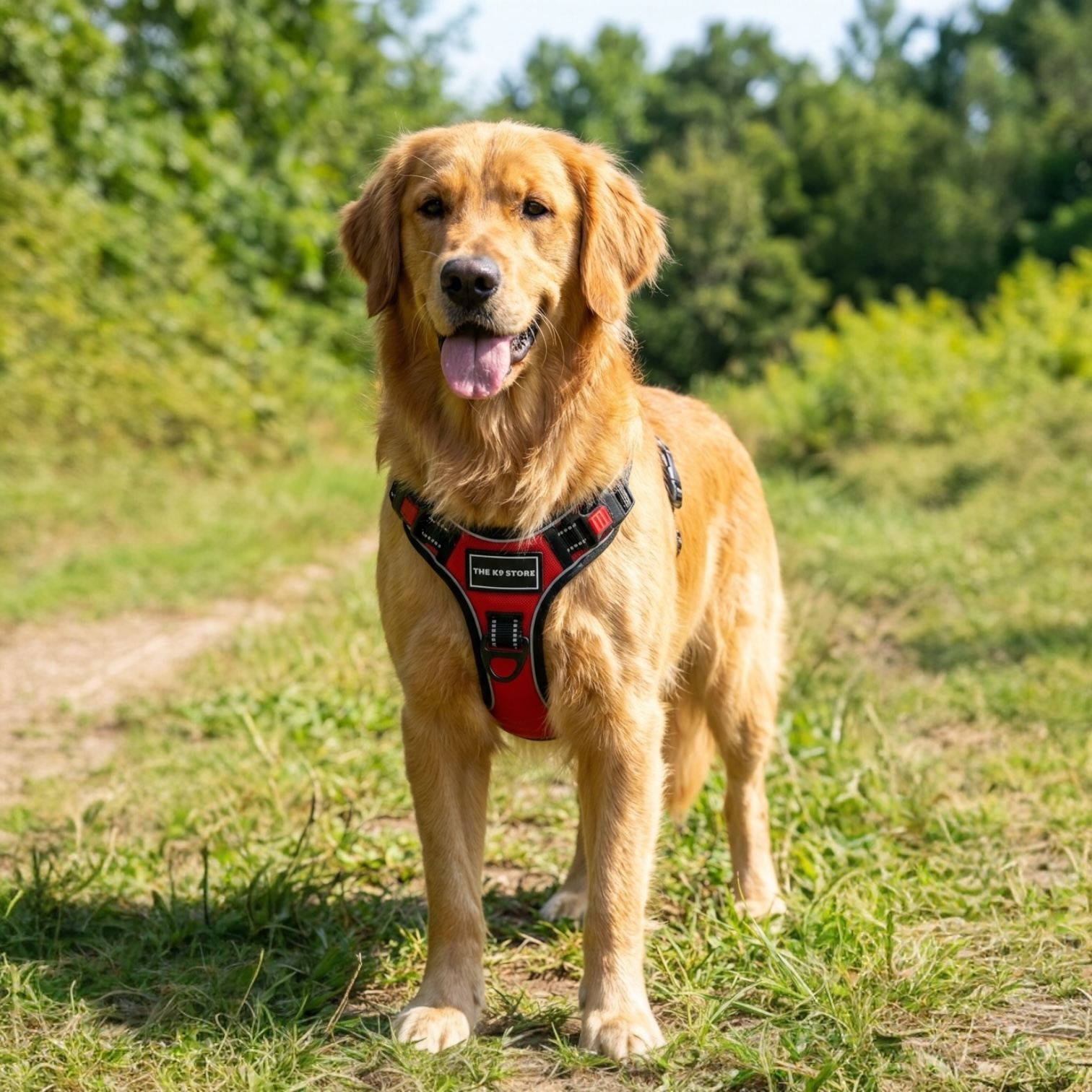 Red Double Bone Dog Harness | No Pull Control Harness with Handle