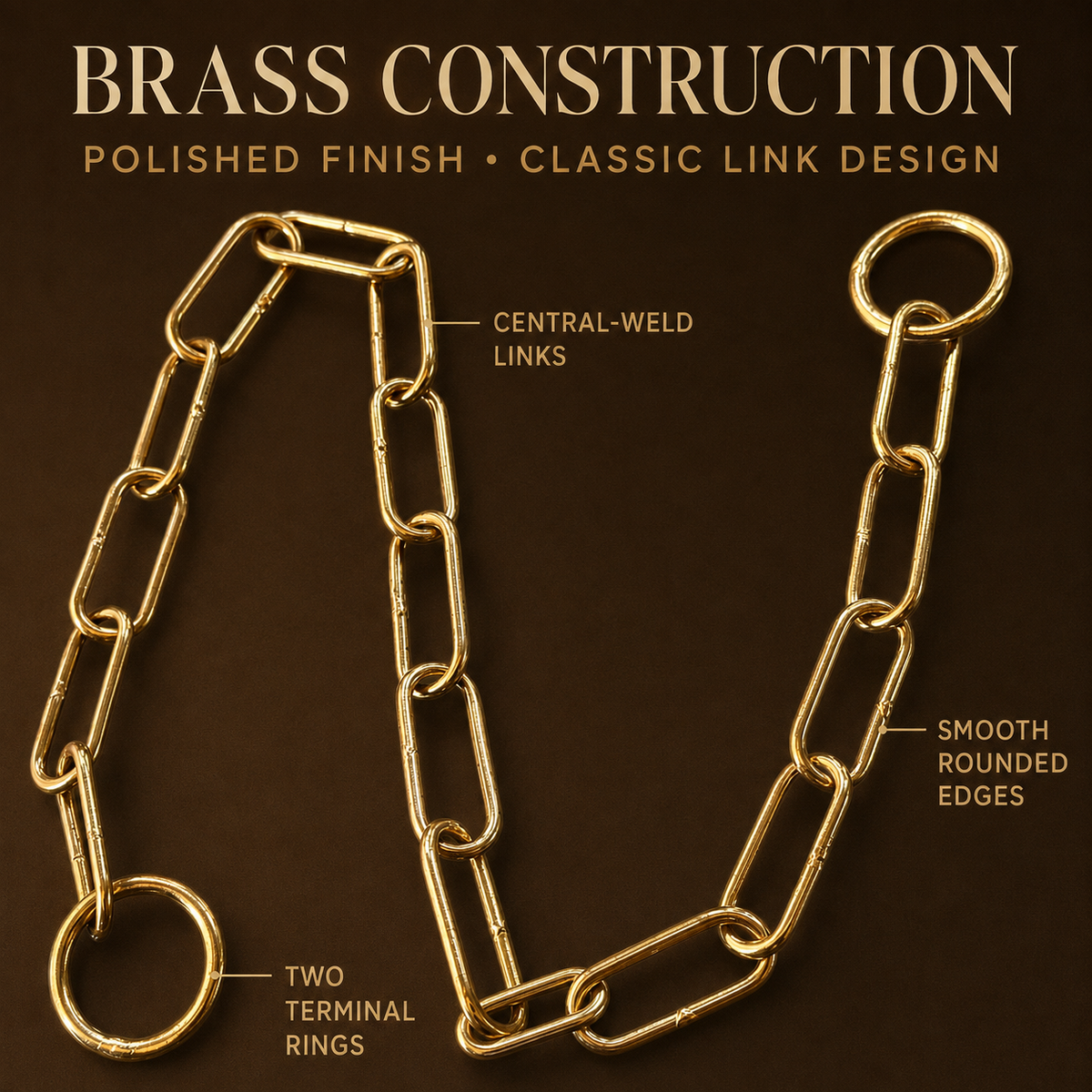 100% Pure Brass Choke Chain for Dogs – Premium Quality with Strong, Durable Links – Available in 18" & 22" Sizes