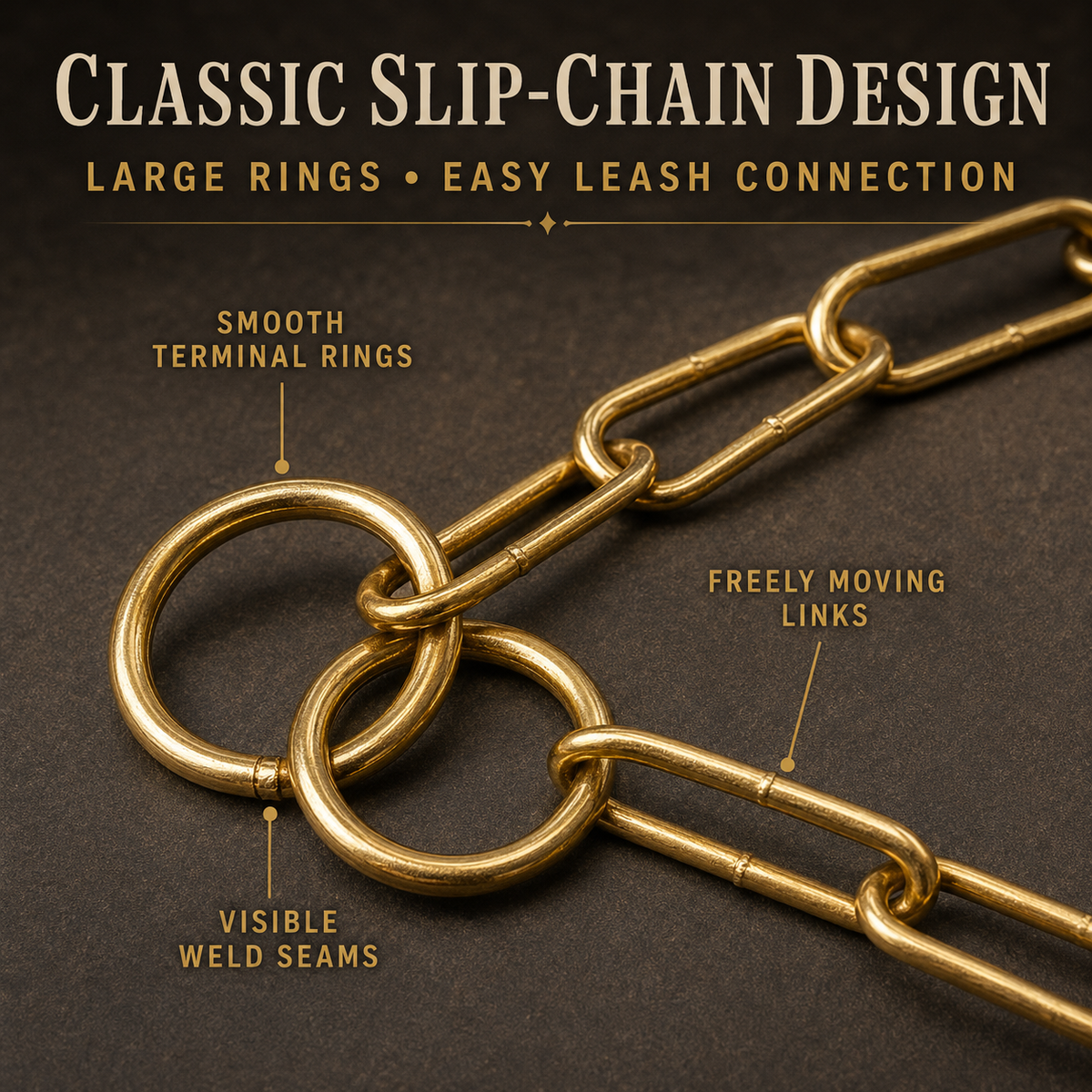 100% Pure Brass Choke Chain for Dogs – Premium Quality with Strong, Durable Links – Available in 18" & 22" Sizes