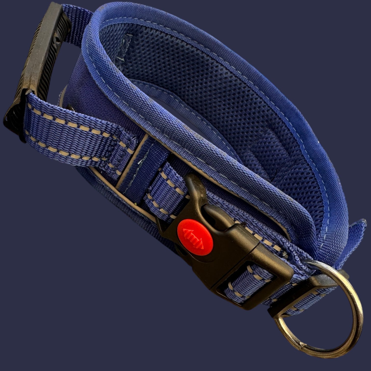 K9 Handle Mesh Dog Collar | Breathable Padded | Reflective Nylon | Handle Grip | Anti-Lock Buckle | Heavy D-Ring | Black, Blue & Red | S, M, L, XL | The K9 Store