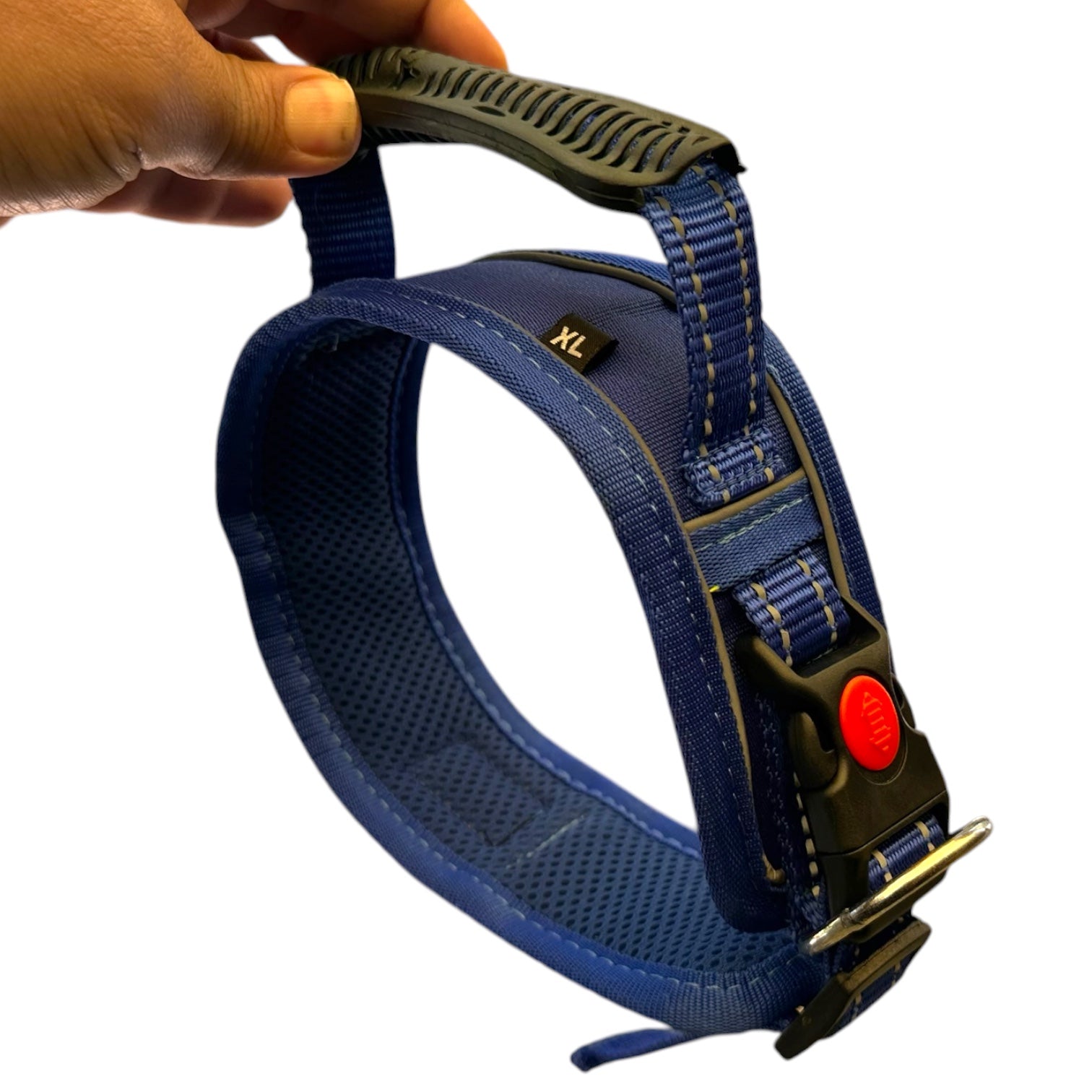 K9 Handle Mesh Dog Collar | Breathable Padded | Reflective Nylon | Handle Grip | Anti-Lock Buckle | Heavy D-Ring | Black, Blue & Red | S, M, L, XL | The K9 Store