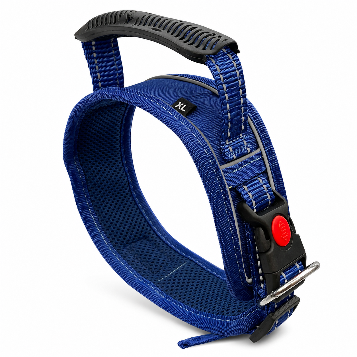 K9 Handle Mesh Dog Collar | Breathable Padded | Reflective Nylon | Handle Grip | Anti-Lock Buckle | Heavy D-Ring | Black, Blue & Red | S, M, L, XL | The K9 Store