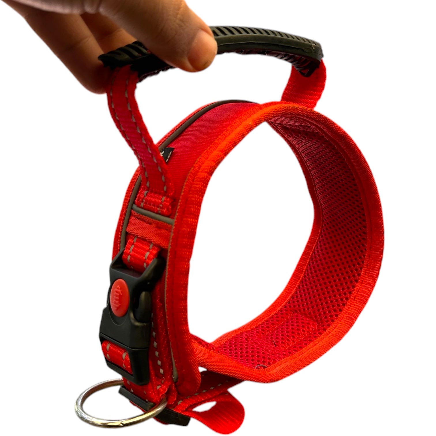 K9 Handle Mesh Dog Collar | Breathable Padded | Reflective Nylon | Handle Grip | Anti-Lock Buckle | Heavy D-Ring | Black, Blue & Red | S, M, L, XL | The K9 Store