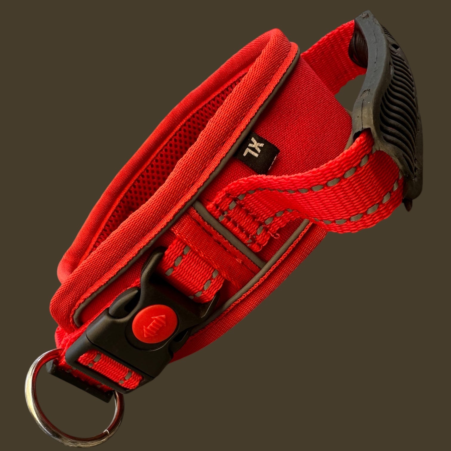 K9 Handle Mesh Dog Collar | Breathable Padded | Reflective Nylon | Handle Grip | Anti-Lock Buckle | Heavy D-Ring | Black, Blue & Red | S, M, L, XL | The K9 Store