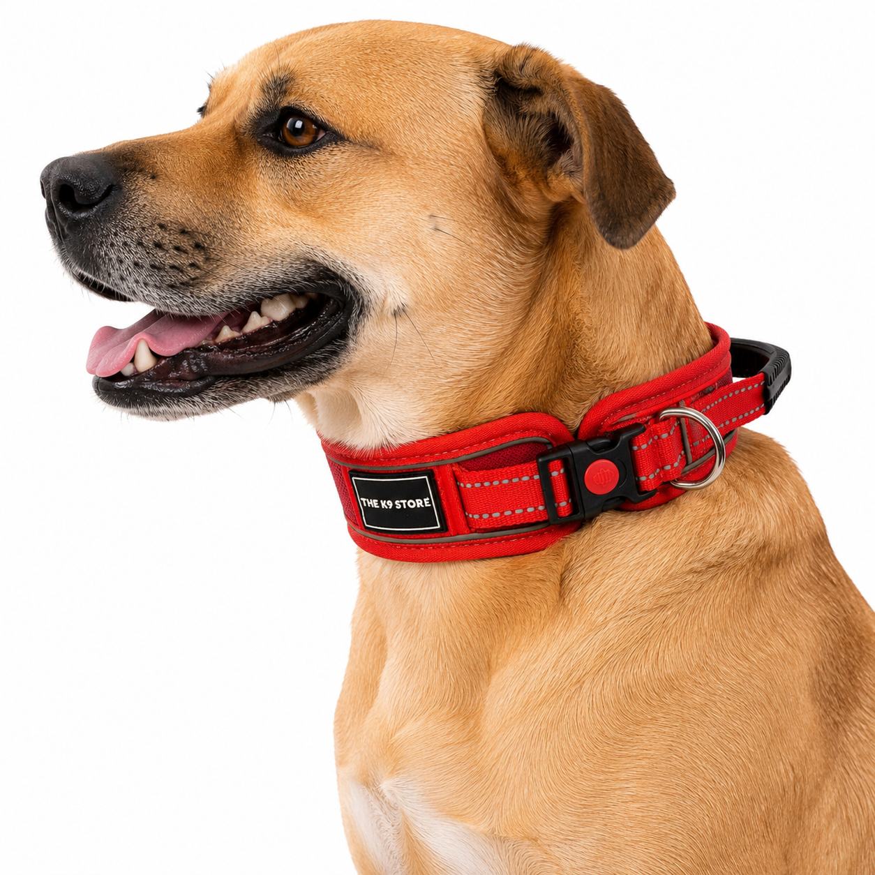 K9 Handle Mesh Dog Collar | Breathable Padded | Reflective Nylon | Handle Grip | Anti-Lock Buckle | Heavy D-Ring | Black, Blue & Red | S, M, L, XL | The K9 Store