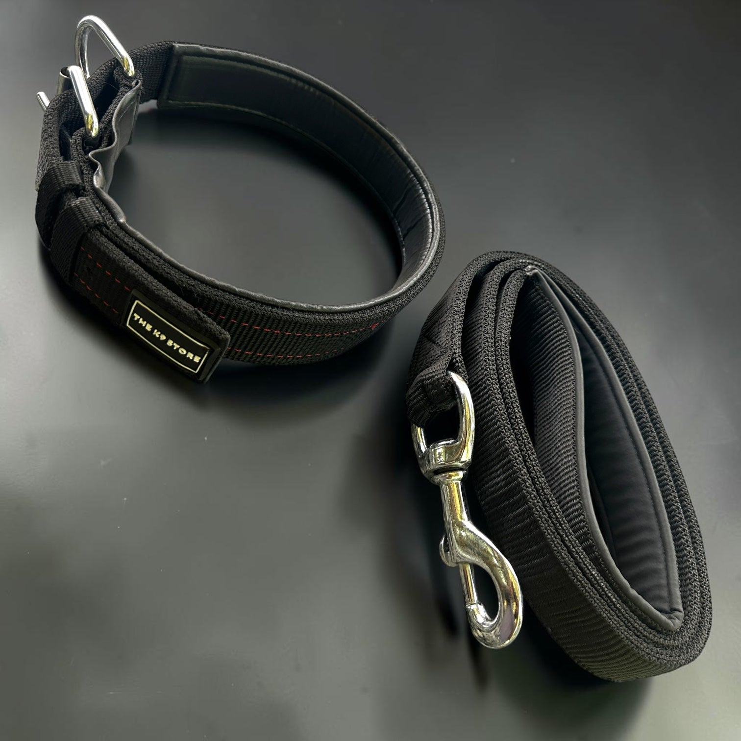 All-Weather Proof Dog Collar & Leash Combo Set | Padded PP Collar | 56 Inch Cushioned Leash | Fits 18-26 Inch Neck | Black
