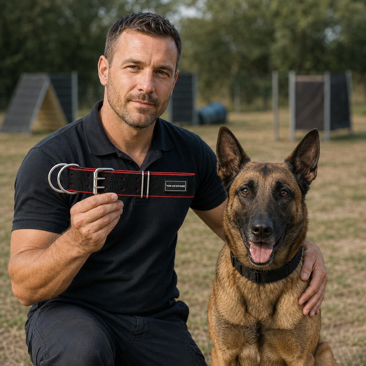 Heavy Duty Dog Collar | 2 Inch Wide Nylon | Twin D-Rings | Rust Resistant Hardware | Large & XL | Black/Red