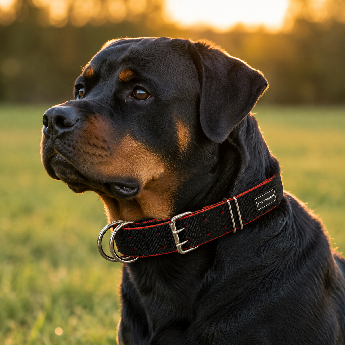 Heavy Duty Dog Collar | 2 Inch Wide Nylon | Twin D-Rings | Rust Resistant Hardware | Large & XL | Black/Red