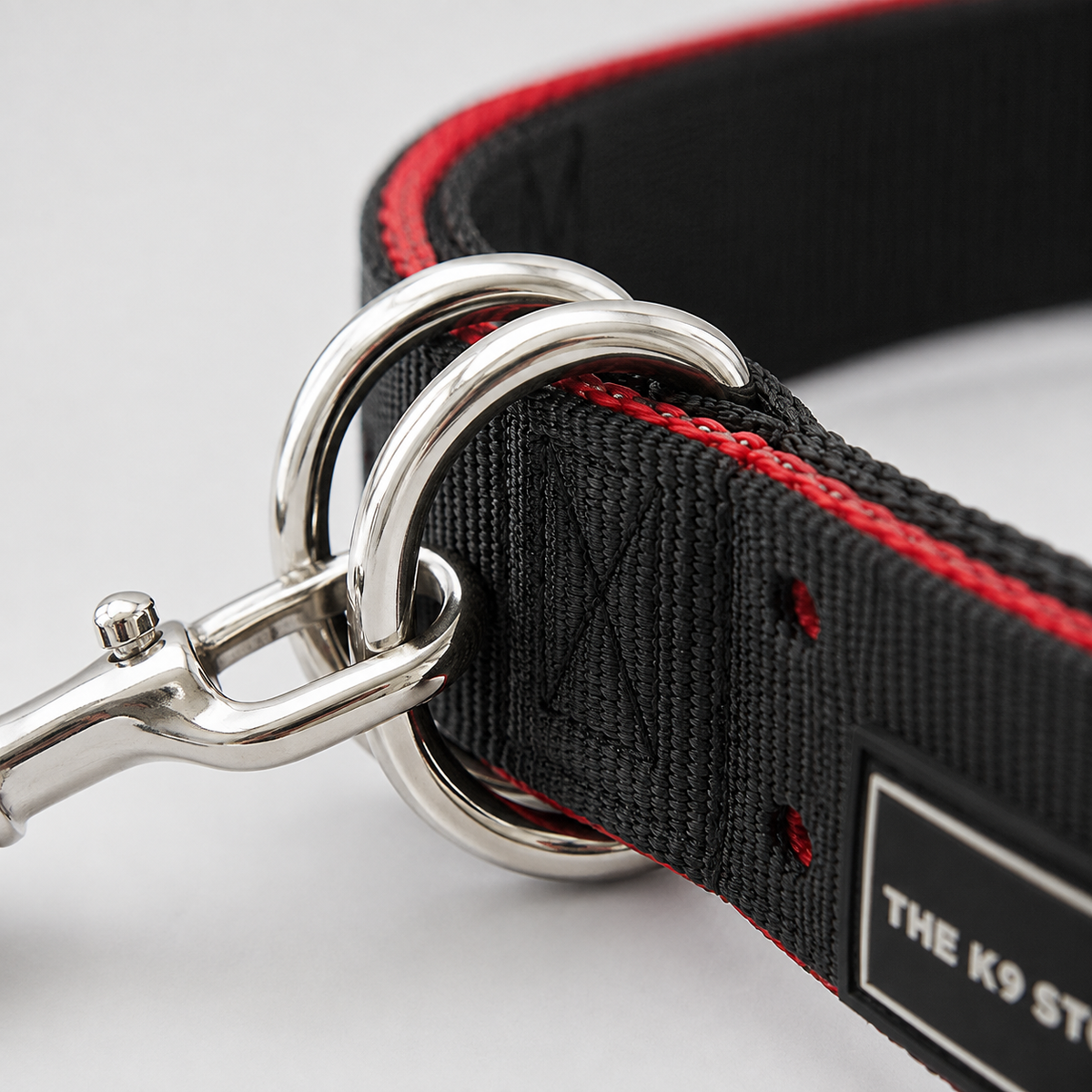 Heavy Duty Dog Collar | 2 Inch Wide Nylon | Twin D-Rings | Rust Resistant Hardware | Large & XL | Black/Red