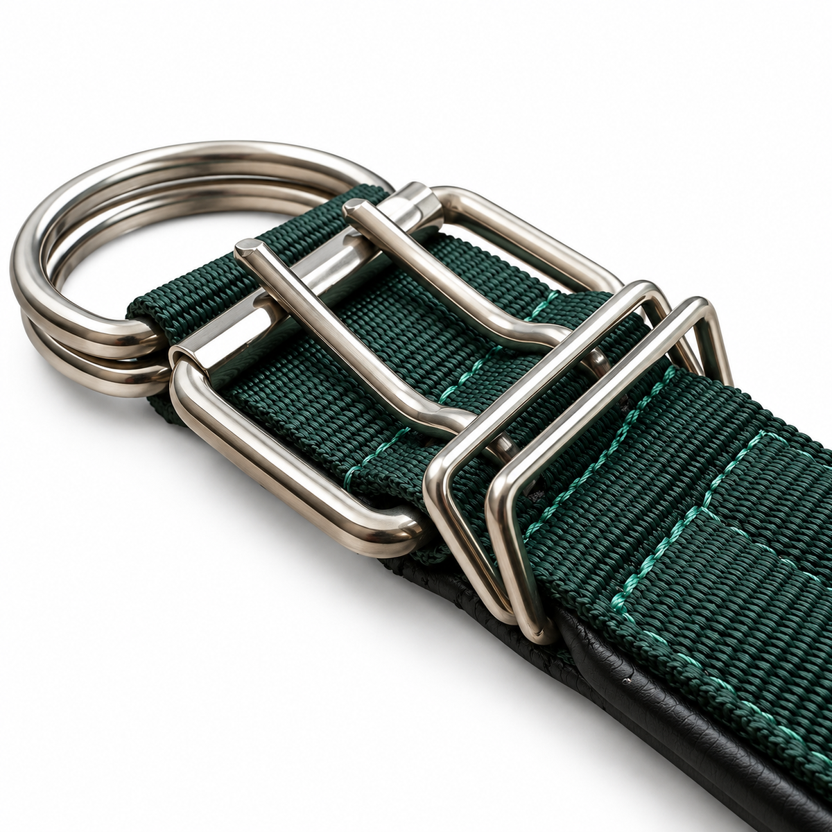 Premium Heavy-Duty Green Nylon Dog Collar with Soft Padding, 2-Inch Wide, Double D-Ring | The K9 Store